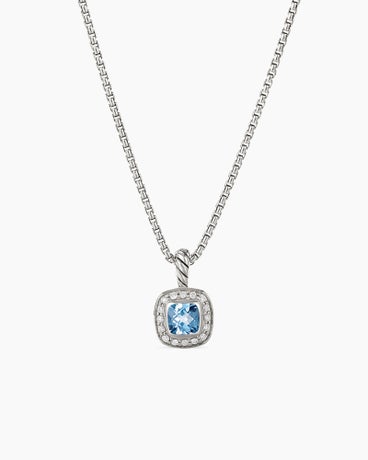 Albion® Kids Pendant Necklace in Sterling Silver with Blue Topaz and Diamonds, 4mm