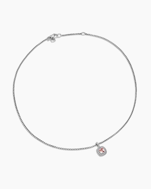 Albion® Teen Pendant Necklace in Sterling Silver with Morganite and Diamonds, 4mm