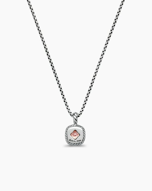 Albion® Teen Pendant Necklace in Sterling Silver with Morganite and Diamonds, 4mm