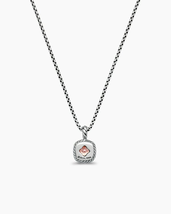 Collier avec pendentif Albion® pour adolescents en argent sterling avec morganite et diamants, 4 mm