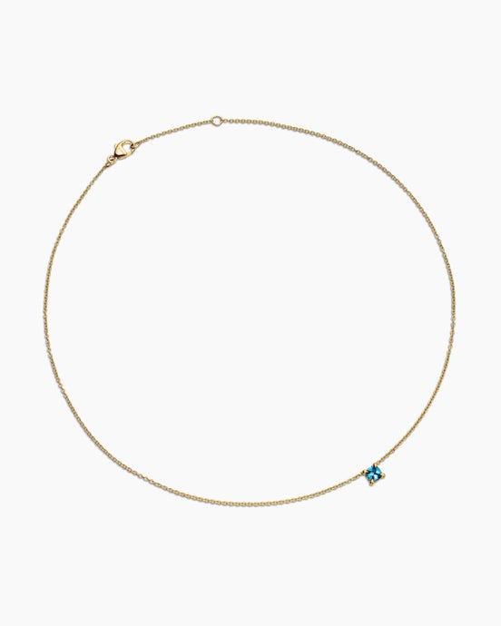Chatelaine® Teen Necklace in 18K Yellow Gold with Hampton Blue Topaz, 4mm