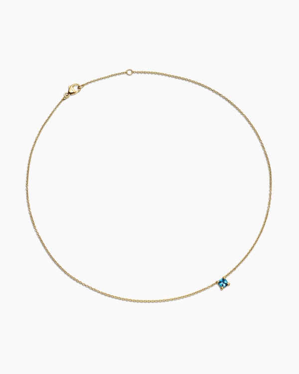 Chatelaine® Teen Necklace in 18K Yellow Gold with Hampton Blue Topaz, 4mm