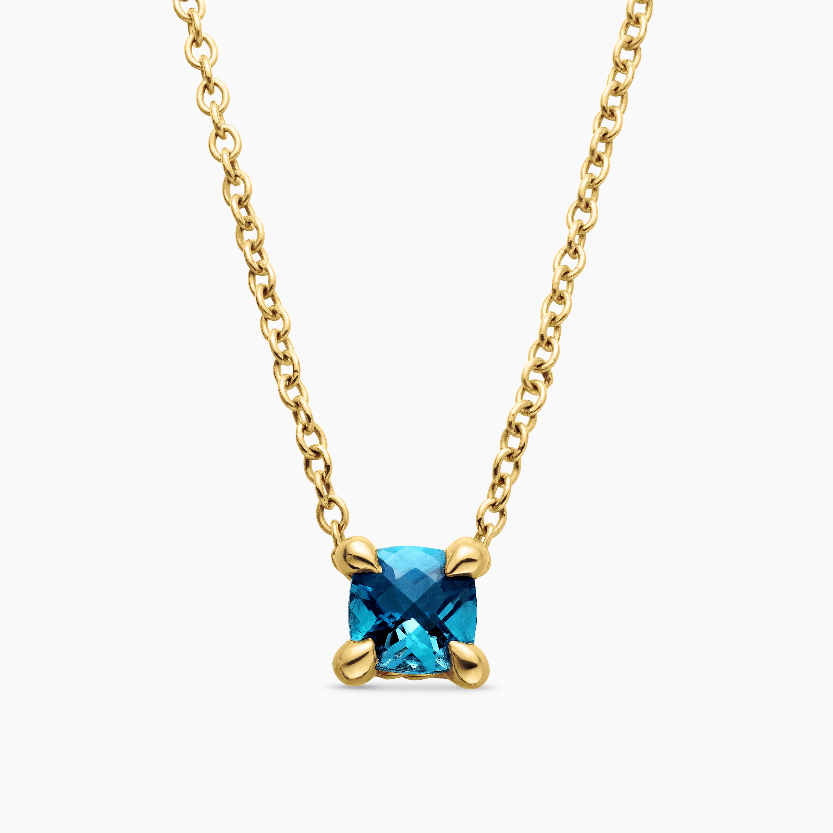 Chatelaine&reg; Teen Necklace in 18K Yellow Gold with Hampton Blue Topaz, 4mm