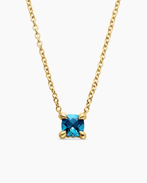 Chatelaine® Teen Necklace in 18K Yellow Gold with Hampton Blue Topaz, 4mm