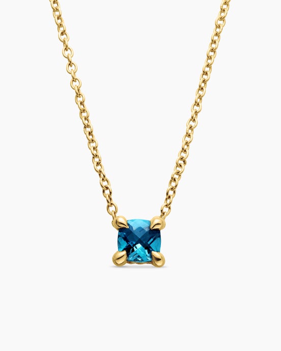 Chatelaine® Teen Necklace in 18K Yellow Gold with Hampton Blue Topaz, 4mm
