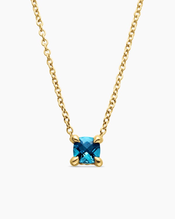 Chatelaine® Teen Necklace in 18K Yellow Gold with Hampton Blue Topaz, 4mm