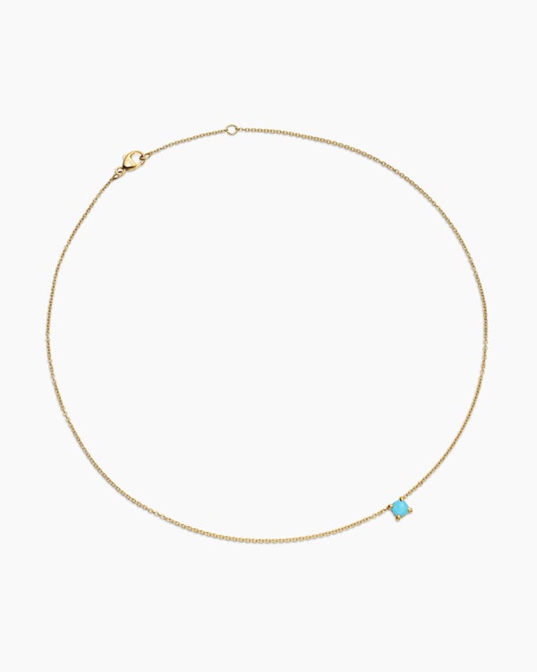 Chatelaine® Teen Necklace in 18K Yellow Gold with Turquoise, 4mm