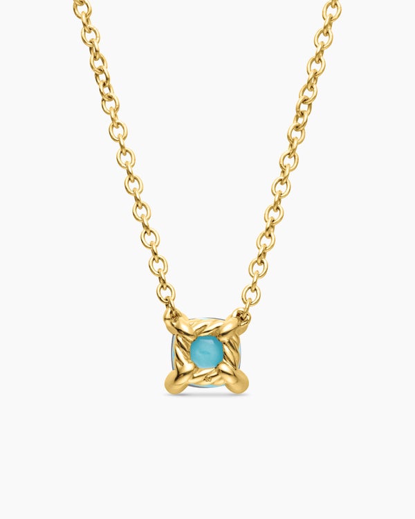 Chatelaine® Teen Necklace in 18K Yellow Gold with Turquoise, 4mm