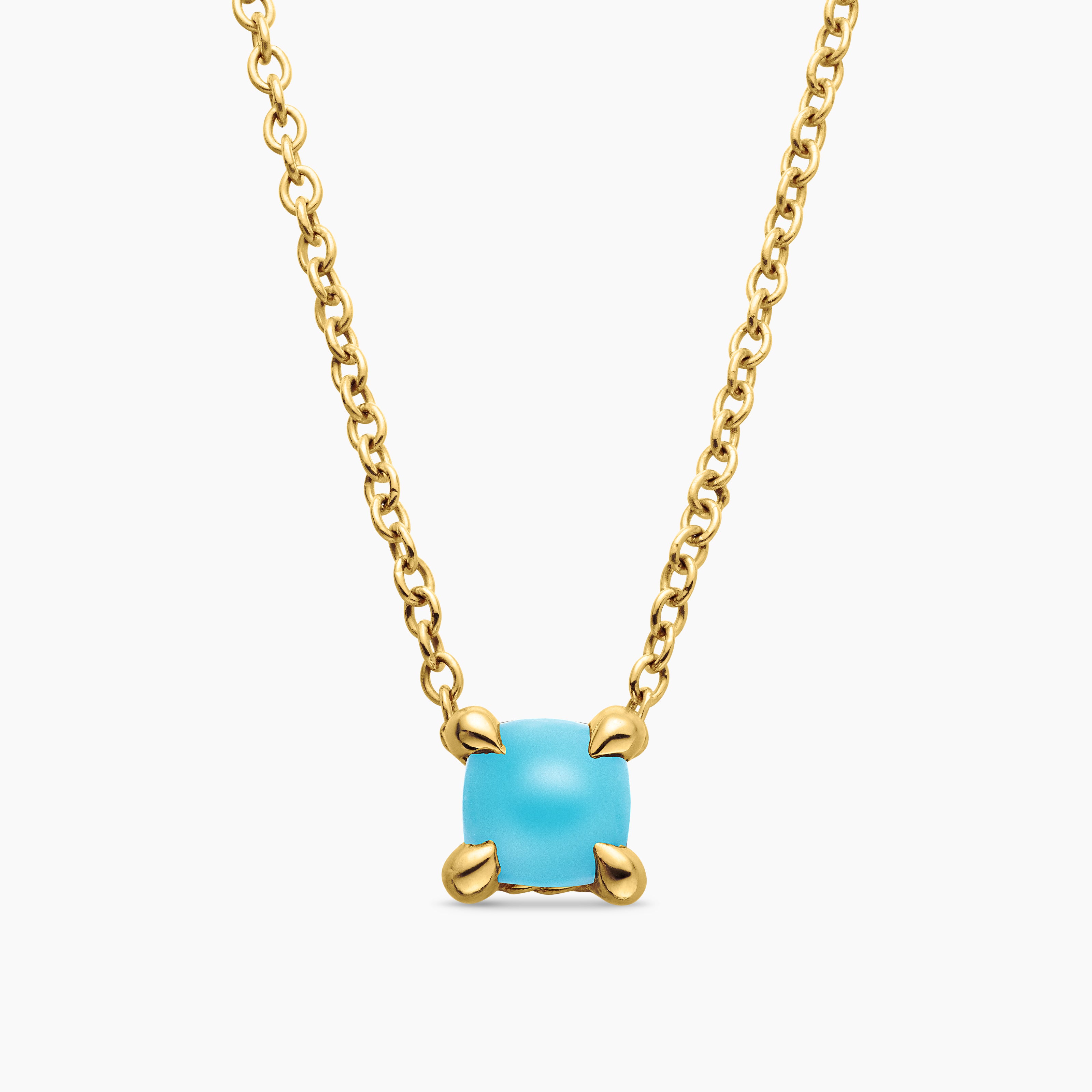 Chatelaine&reg; Teen Necklace in 18K Yellow Gold with Turquoise, 4mm