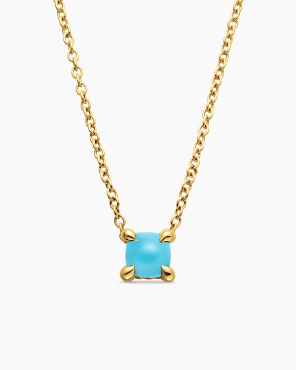 Chatelaine® Teen Necklace in 18K Yellow Gold with Turquoise, 4mm