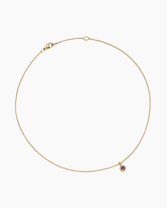 Cable Collectibles® Teen Birthstone Necklace in 18K Yellow Gold with Amethyst, 3mm