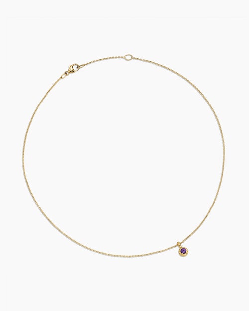 Cable Collectibles® Teen Birthstone Necklace in 18K Yellow Gold with Amethyst, 3mm