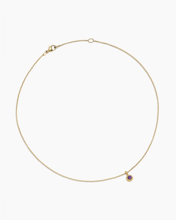 Collier à pierre de naissance Cable Collectibles® pour adolescents en or jaune 18 carats avec améthyste, 3 mm
