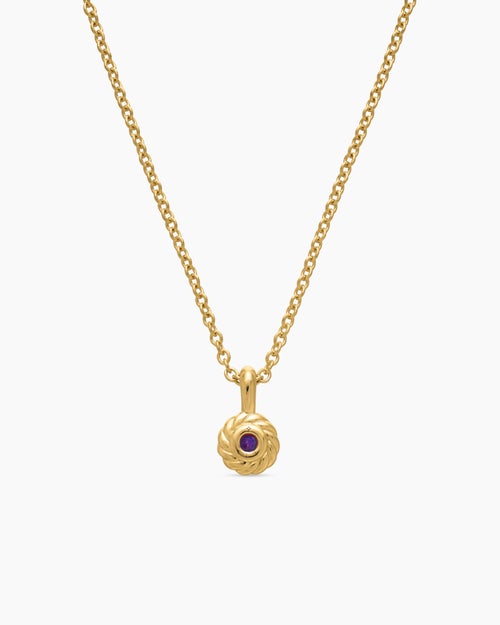 Cable Collectibles® Teen Birthstone Necklace in 18K Yellow Gold with Amethyst, 3mm