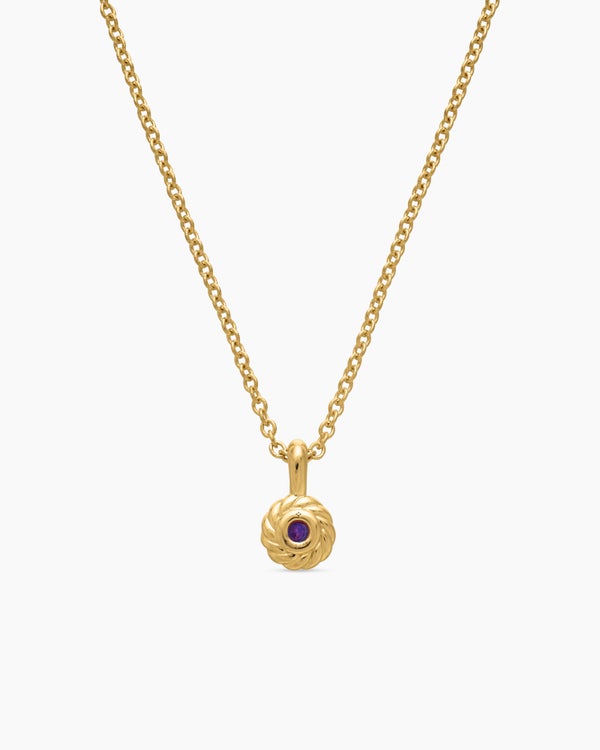 Collier à pierre de naissance Cable Collectibles® pour adolescents en or jaune 18 carats avec améthyste, 3 mm