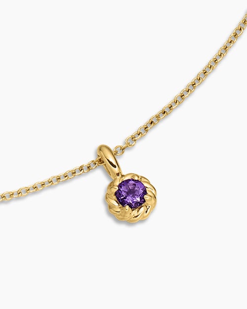 Cable Collectibles® Teen Birthstone Necklace in 18K Yellow Gold with Amethyst, 3mm