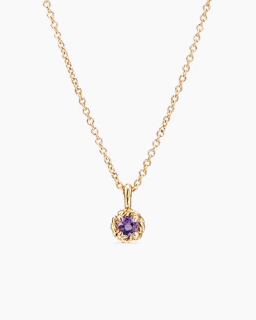 Cable Collectibles® Kids Birthstone Necklace in 18K Yellow Gold with Amethyst, 3mm