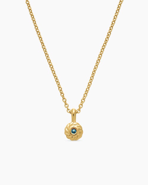 Cable Collectibles® Teen Birthstone Necklace in 18K Yellow Gold with Aquamarine, 3mm