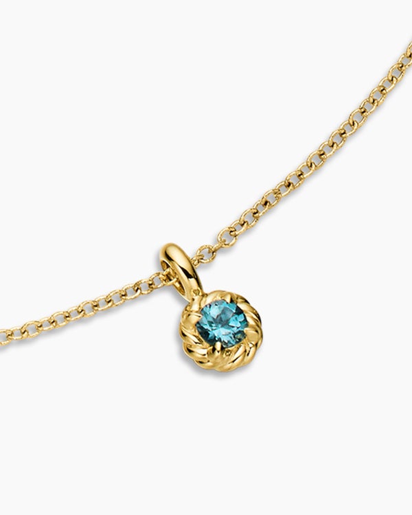 Cable Collectibles® Teen Birthstone Necklace in 18K Yellow Gold with Aquamarine, 3mm