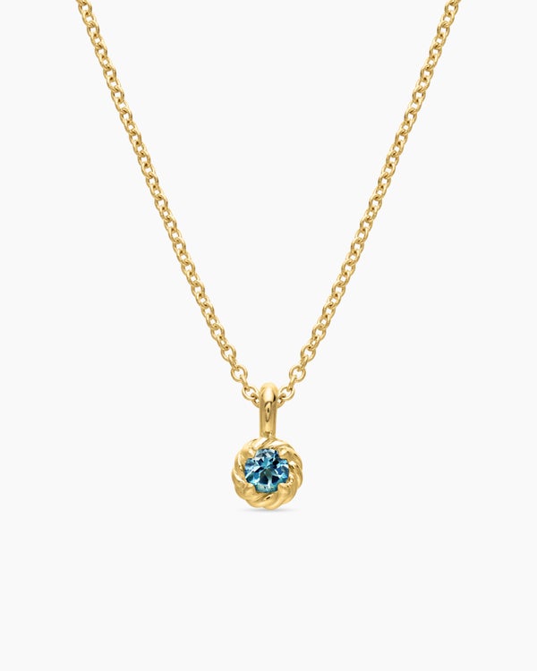 Cable Collectibles® Teen Birthstone Necklace in 18K Yellow Gold with Aquamarine, 3mm
