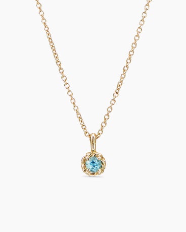 Cable Collectibles® Kids Birthstone Necklace in 18K Yellow Gold with Blue Topaz, 3mm
