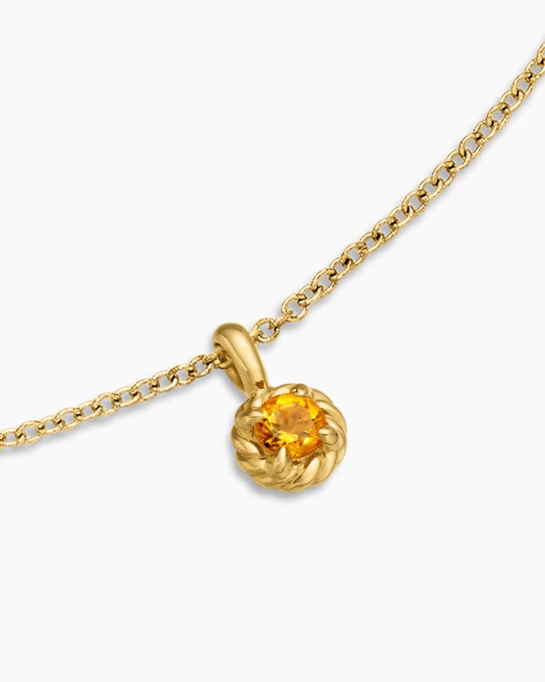 Cable Collectibles® Teen Birthstone Necklace in 18K Yellow Gold with Citrine, 3mm