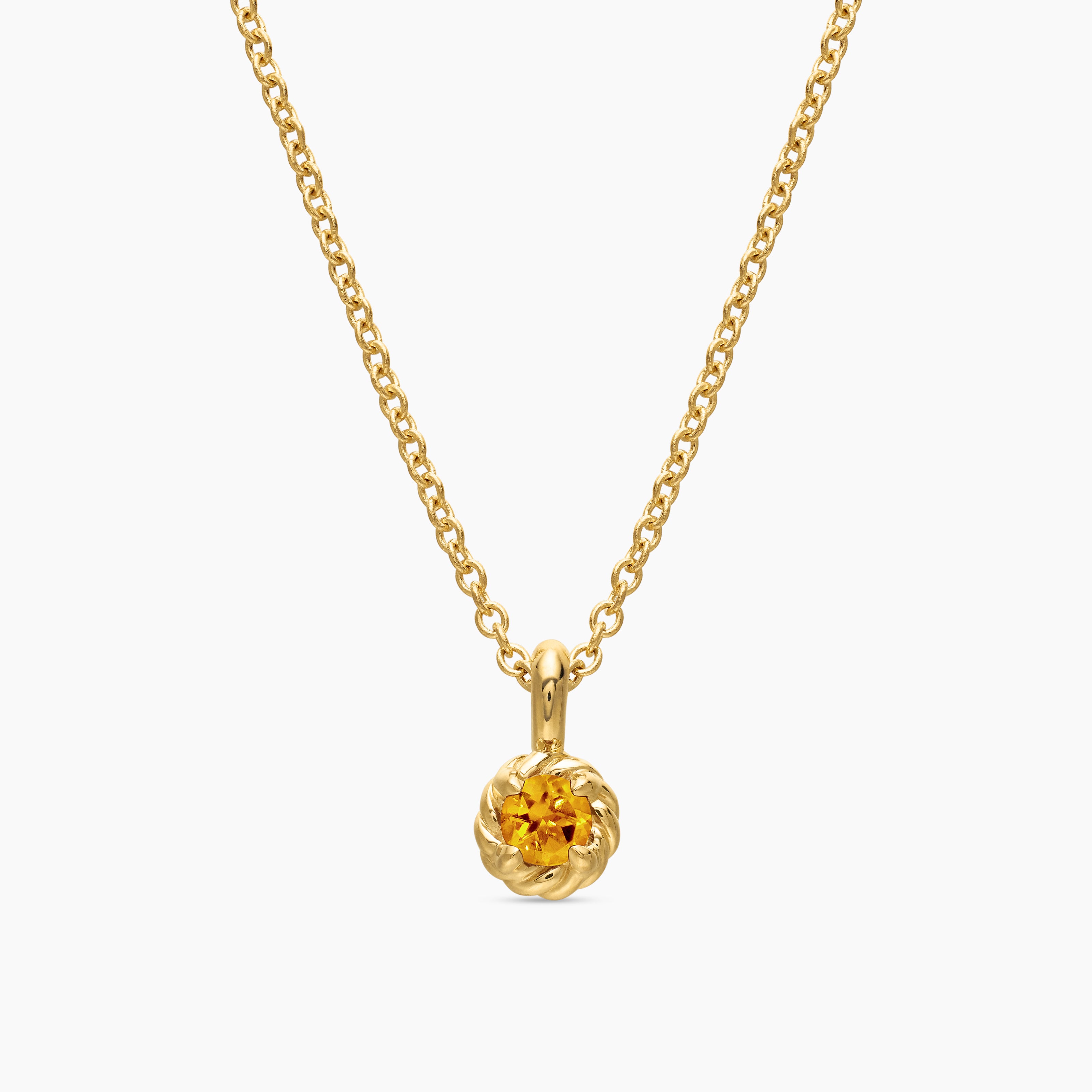 Cable Collectibles&reg; Teen Birthstone Necklace in 18K Yellow Gold with Citrine, 3mm