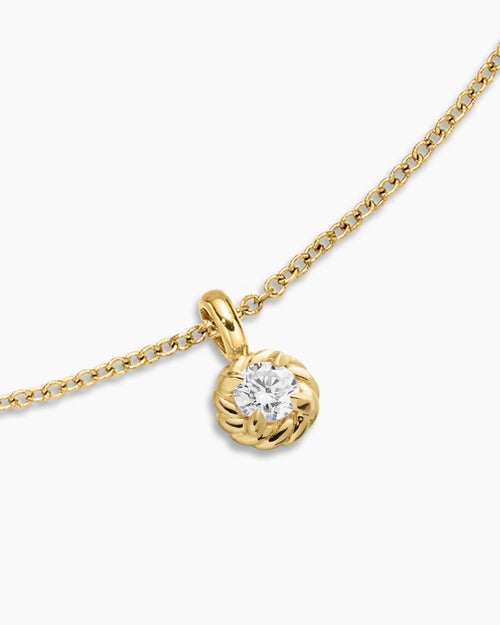 Cable Collectibles® Teen Birthstone Necklace in 18K Yellow Gold with Centre Diamond, 3mm