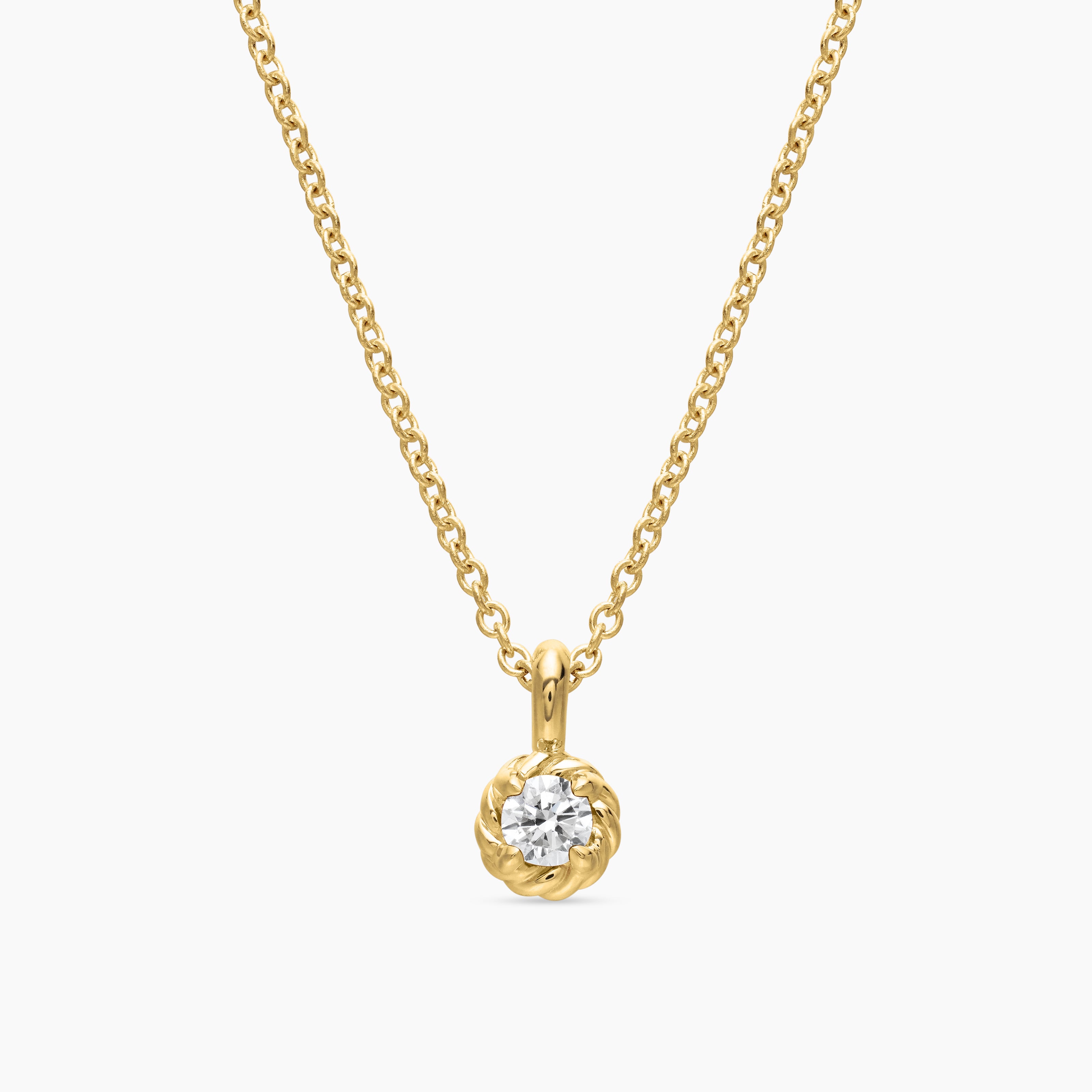 Cable Collectibles&reg; Teen Birthstone Necklace in 18K Yellow Gold with Centre Diamond, 3mm