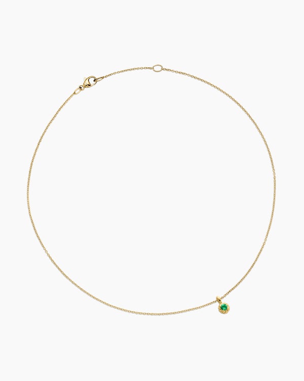Cable Collectibles® Teen Birthstone Necklace in 18K Yellow Gold with Emerald, 3mm