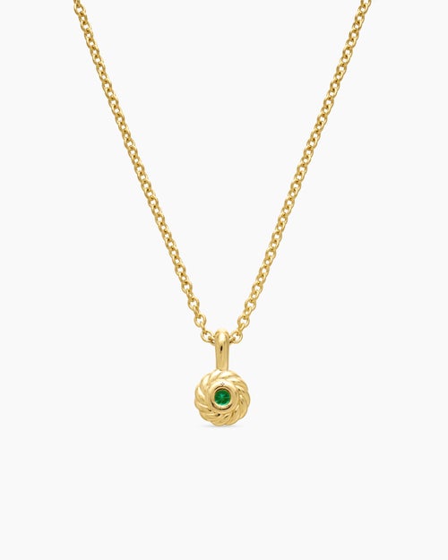 Cable Collectibles® Teen Birthstone Necklace in 18K Yellow Gold with Emerald, 3mm