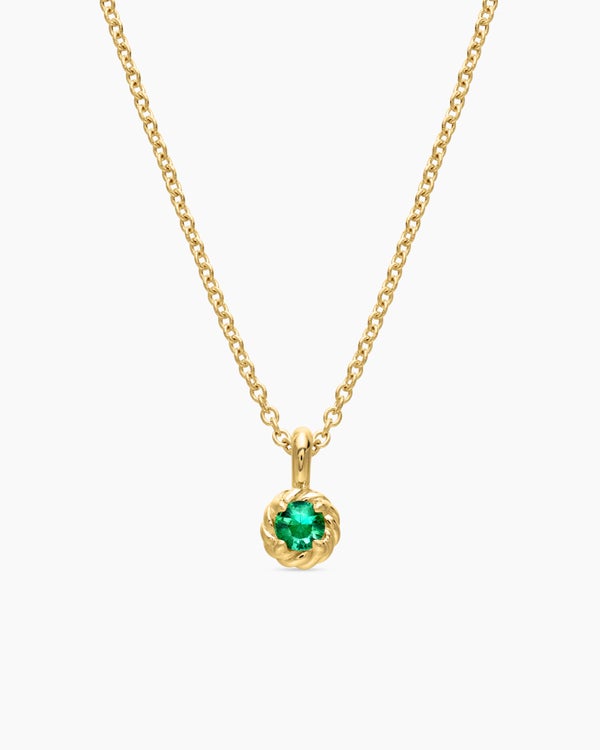 Cable Collectibles® Teen Birthstone Necklace in 18K Yellow Gold with Emerald, 3mm