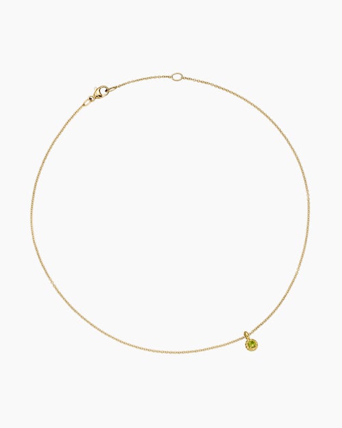 Cable Collectibles® Teen Birthstone Necklace in 18K Yellow Gold with Peridot, 3mm