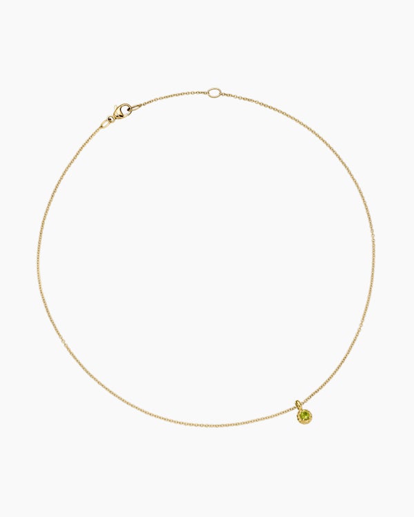 Cable Collectibles® Teen Birthstone Necklace in 18K Yellow Gold with Peridot, 3mm