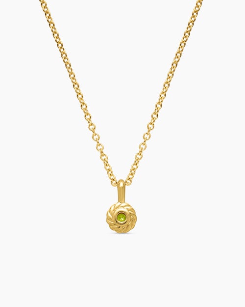 Cable Collectibles® Teen Birthstone Necklace in 18K Yellow Gold with Peridot, 3mm
