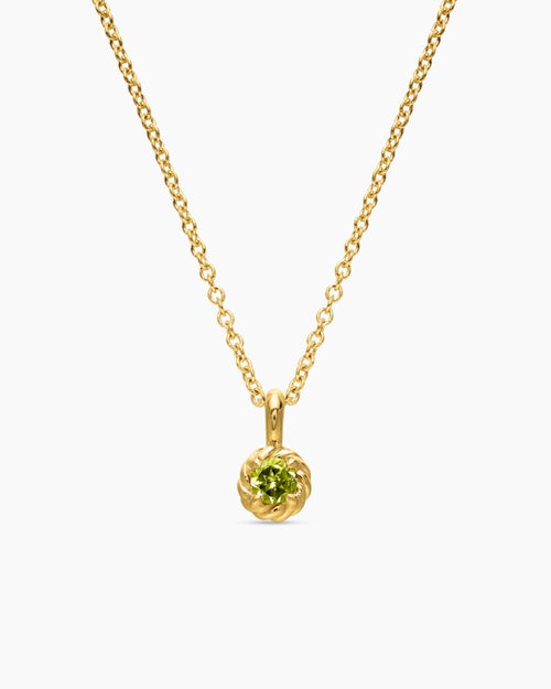 Cable Collectibles® Teen Birthstone Necklace in 18K Yellow Gold with Peridot, 3mm