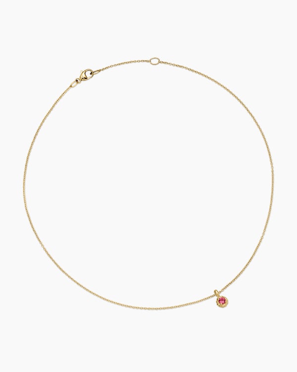 Collier à pierre de naissance Cable Collectibles® pour adolescents en or jaune 18 carats avec tourmaline rose, 3 mm