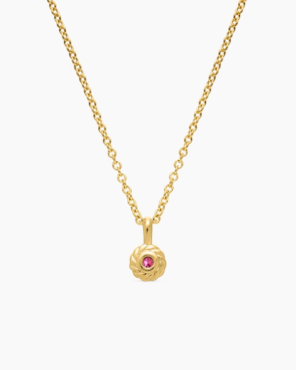 Collier à pierre de naissance Cable Collectibles® pour adolescents en or jaune 18 carats avec tourmaline rose, 3 mm