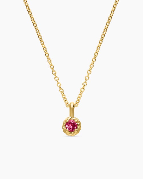 Cable Collectibles® Teen Birthstone Necklace in 18K Yellow Gold with Pink Tourmaline, 3mm