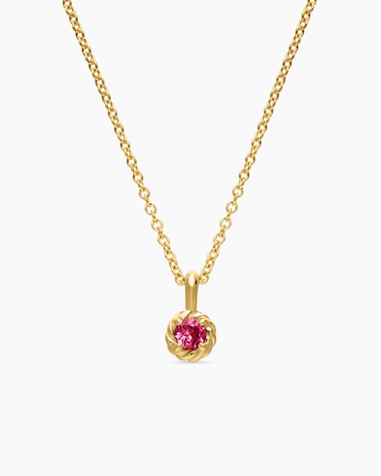 Collier à pierre de naissance Cable Collectibles® pour adolescents en or jaune 18 carats avec tourmaline rose, 3 mm