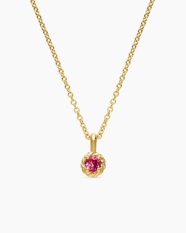 Collier à pierre de naissance Cable Collectibles® pour adolescents en or jaune 18 carats avec tourmaline rose, 3 mm