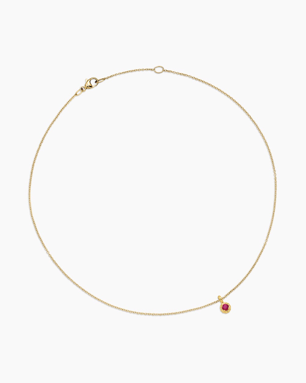 Cable Collectibles® Teen Birthstone Necklace in 18K Yellow Gold with Ruby, 3mm