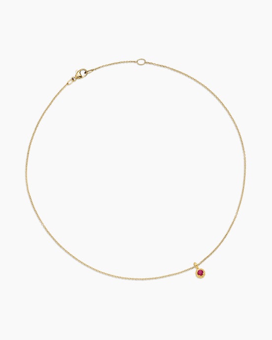 Cable Collectibles® Teen Birthstone Necklace in 18K Yellow Gold with Ruby, 3mm