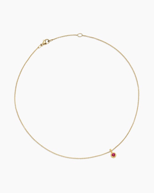 Cable Collectibles® Teen Birthstone Necklace in 18K Yellow Gold with Ruby, 3mm