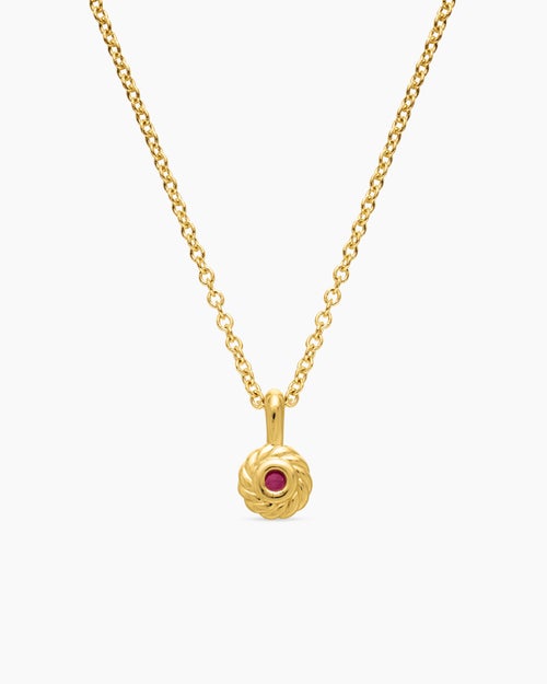 Cable Collectibles® Teen Birthstone Necklace in 18K Yellow Gold with Ruby, 3mm