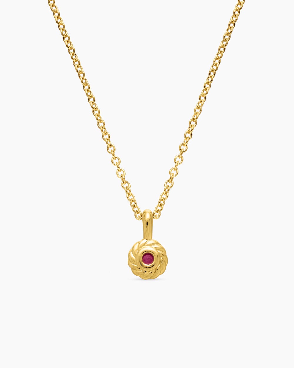 Cable Collectibles® Teen Birthstone Necklace in 18K Yellow Gold with Ruby, 3mm