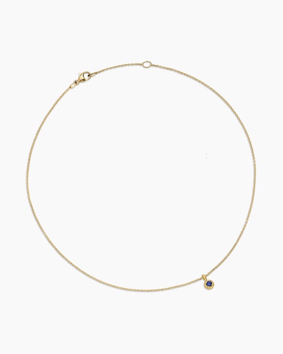 Cable Collectibles® Teen Birthstone Necklace in 18K Yellow Gold with Sapphire, 3mm