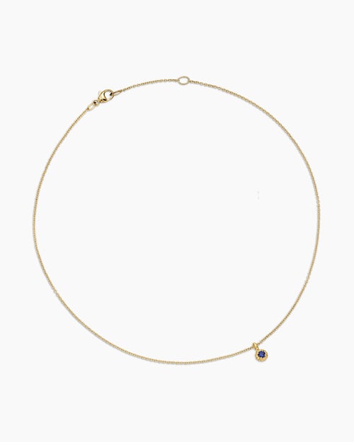 Cable Collectibles® Teen Birthstone Necklace in 18K Yellow Gold with Sapphire, 3mm