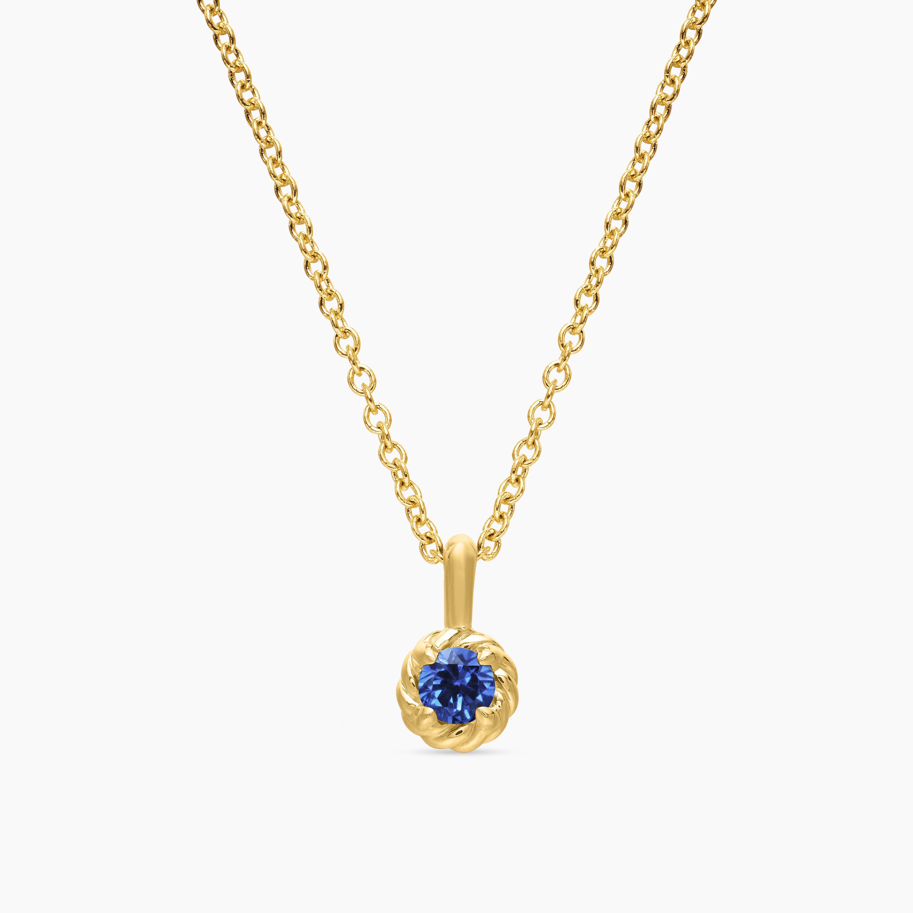 Cable Collectibles&reg; Teen Birthstone Necklace in 18K Yellow Gold with Sapphire, 3mm
