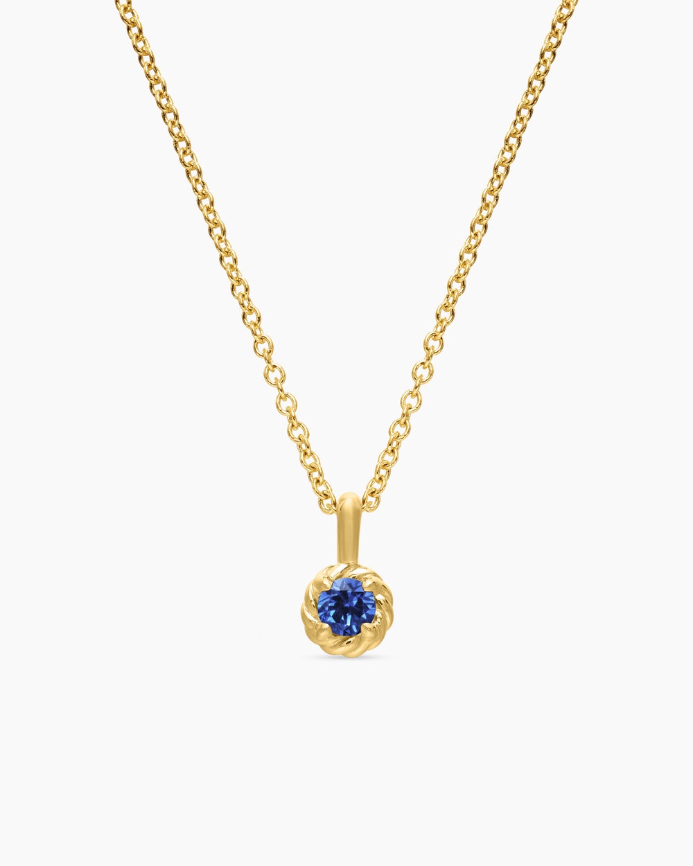 Cable Collectibles® Teen Birthstone Necklace in 18K Yellow Gold with Sapphire, 3mm